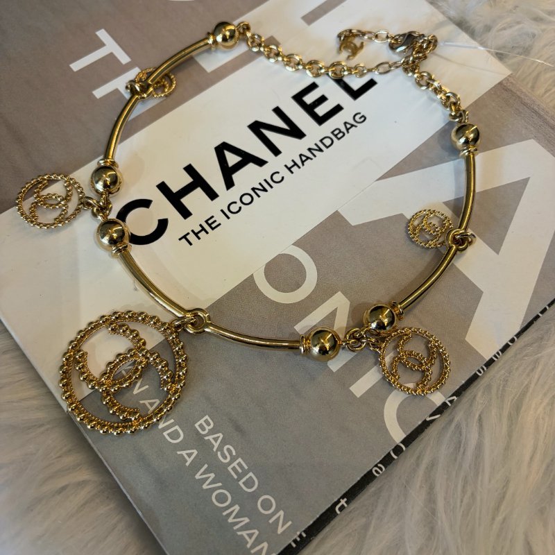 CHANEL 造型粗鏈項鍊 金色-1