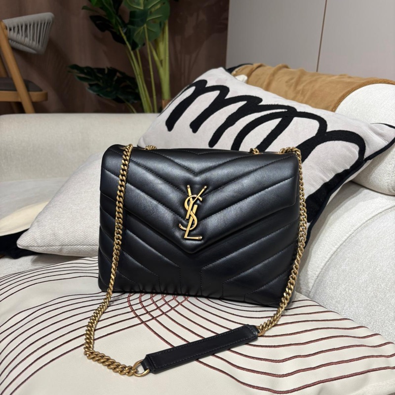 YSL Loulou small flap bag 黑色牛皮-0