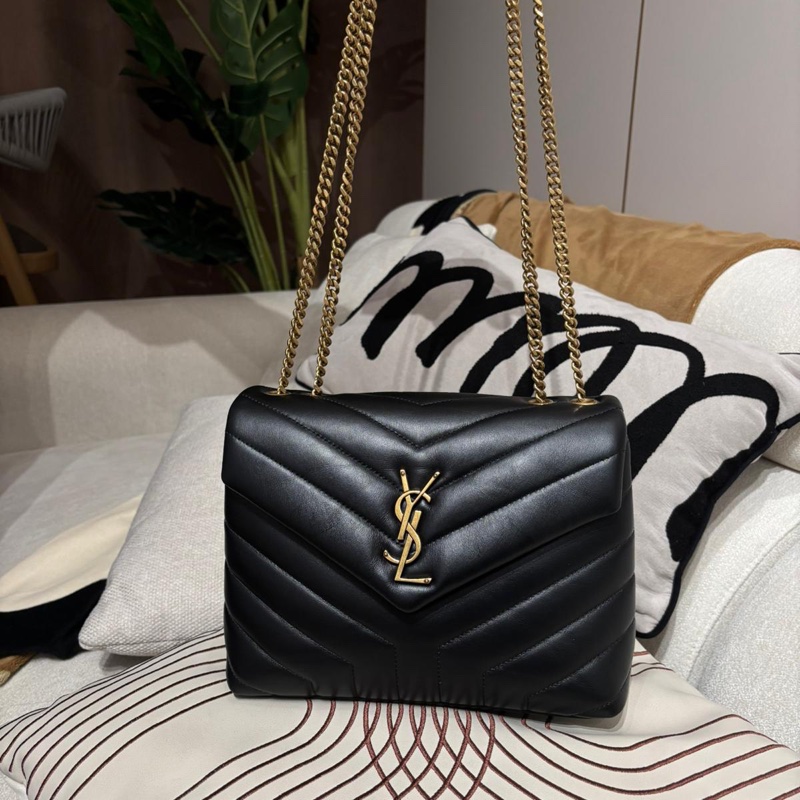 YSL Loulou small flap bag 黑色牛皮-7