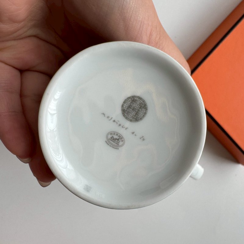 💥送禮首選 全新 Hermes Mosaique 銀編織馬克杯-3