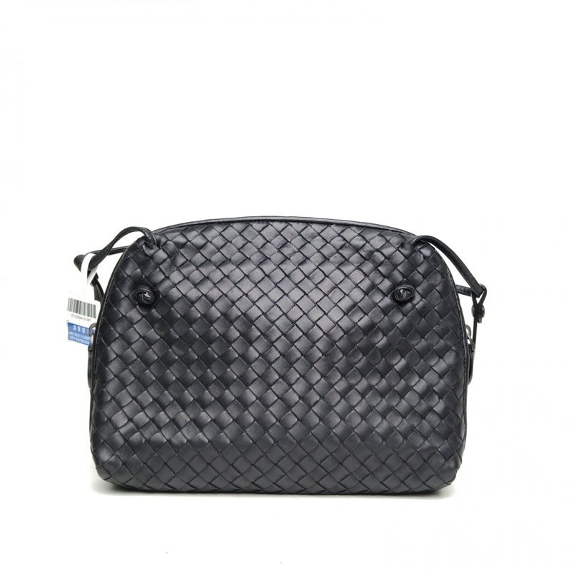 BOTTEGA VENETA 黑色羊皮鎢鋼扣NTRECCIATO編織NODINI手袋肩背包-0