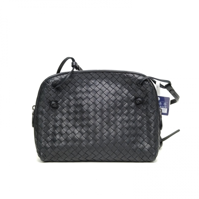 BOTTEGA VENETA 黑色羊皮鎢鋼扣NTRECCIATO編織NODINI手袋肩背包-2