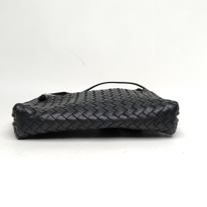 BOTTEGA VENETA 黑色羊皮鎢鋼扣NTRECCIATO編織NODINI手袋肩背包-3