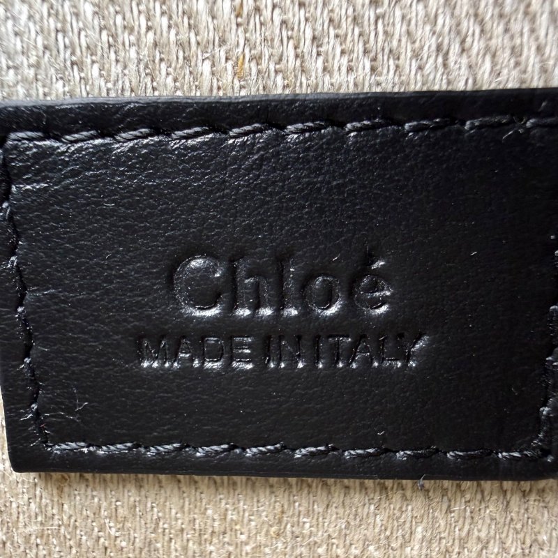 Chloe WOODY迷你托特包 深青色 牛皮拼漆皮拼帆布-6