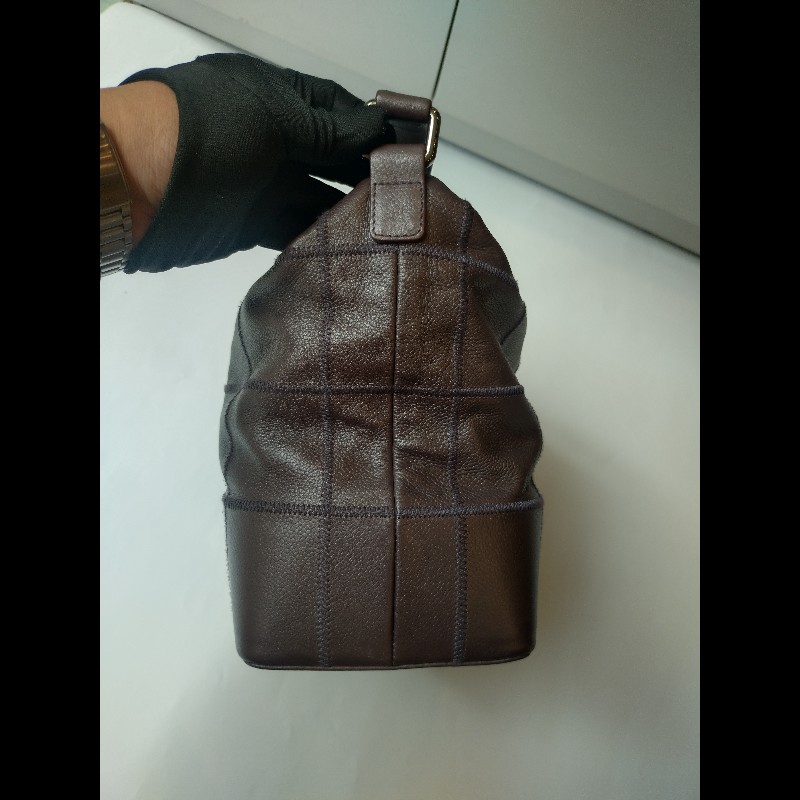 Chanel 灰紫色荔枝皮方格單把包 中飯盒包-8