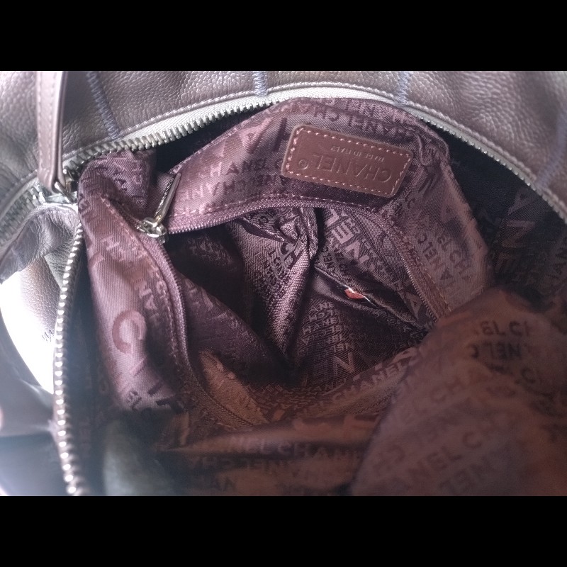 Chanel 灰紫色荔枝皮方格單把包 中飯盒包-23