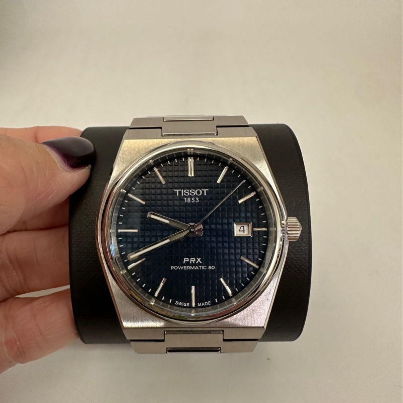 Tissot 藍格面銀針PRX 機械錶-1