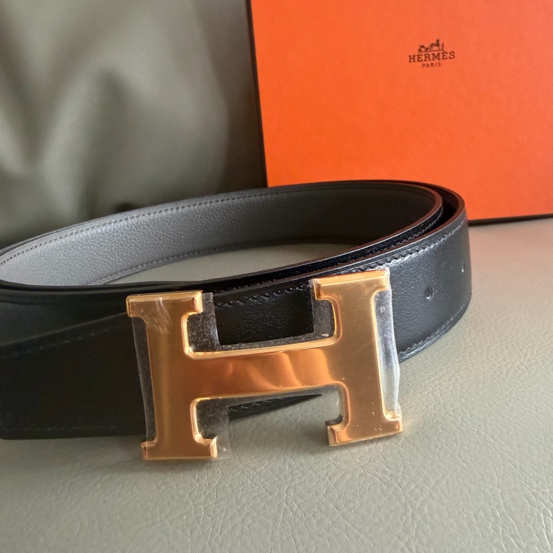 全新 現貨🍊 Hermes 愛馬仕 雙面 皮帶黑色 100 🔥-2