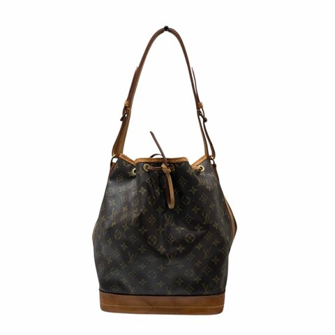 LOUIS VUITTON 路易威登 M42224 MONOGRAM NOÉ 水桶荖花肩背包 PVC帆布 棕色 金釦