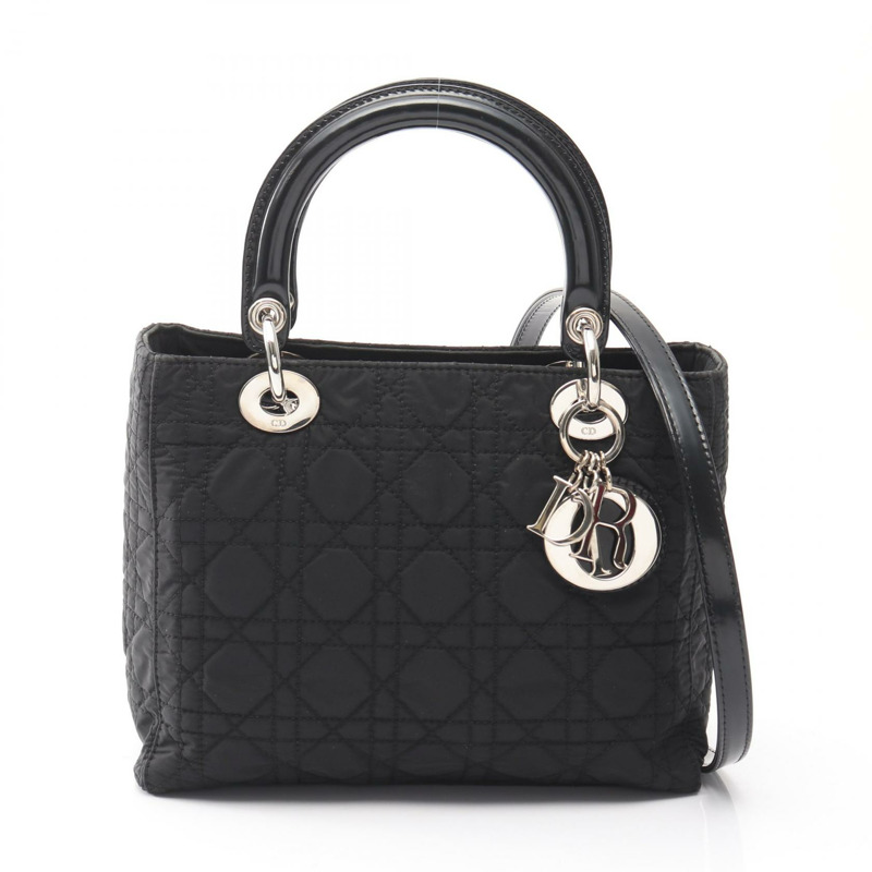 Dior LADY DIOR Christian Dior 手提包 尼龍皮革 黑色 二手 女士-0