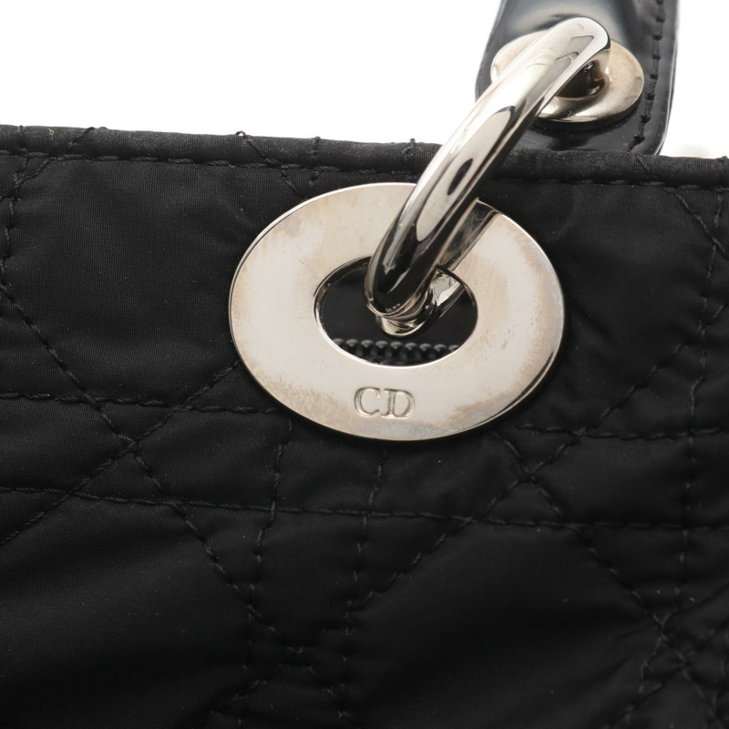 Dior LADY DIOR Christian Dior 手提包 尼龍皮革 黑色 二手 女士-5