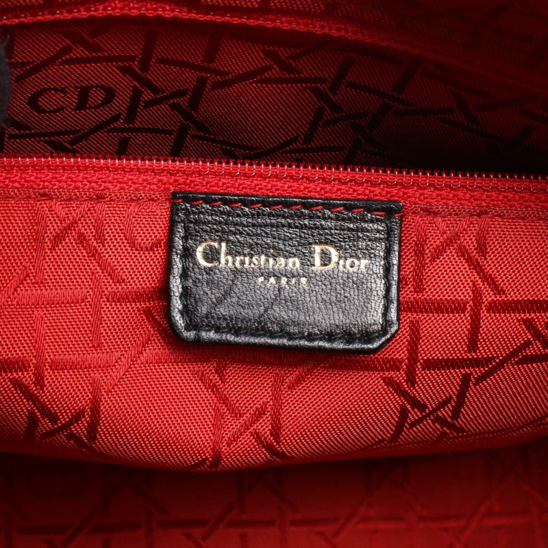 Dior LADY DIOR Christian Dior Cannage 手提包,黑色皮革,二手女款-3