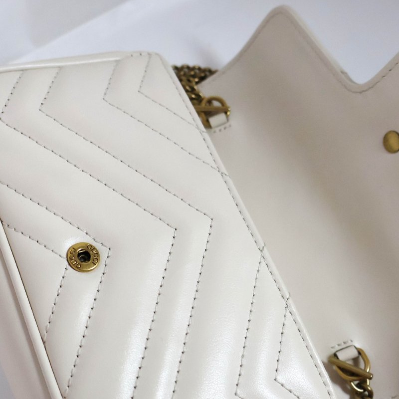 金鐸精品~C799 GUCCI古馳476433 GG MARMONT Super Mini 象牙白色小牛皮鍊帶側背包-10