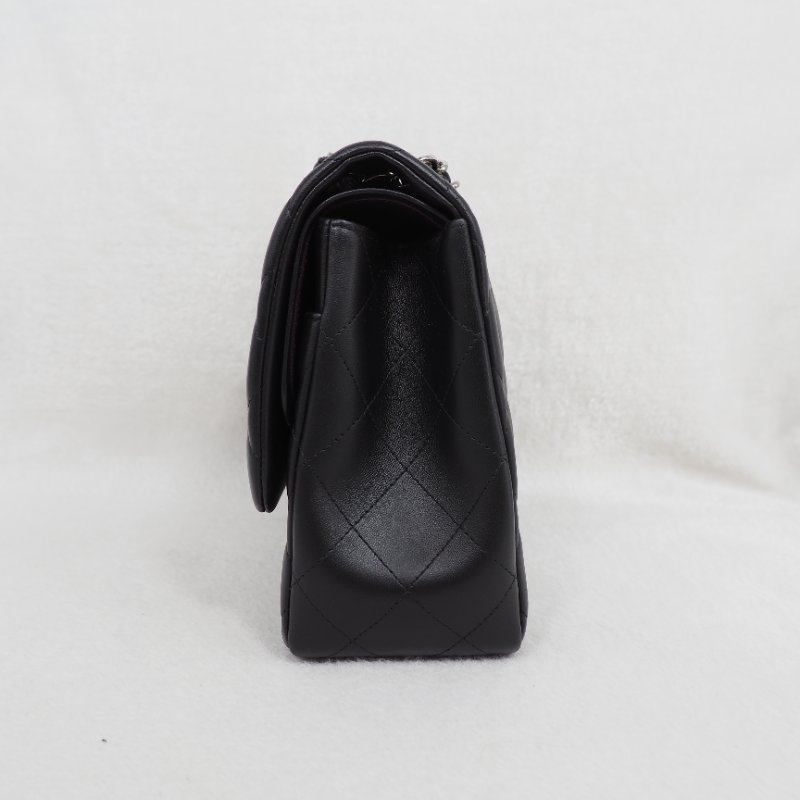 Chanel CF30 jumbo Classic flap 香奈兒黑色銀扣羊皮翻蓋包-9