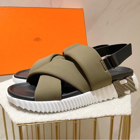 Hermes Electric 軍綠色太空棉休閒涼鞋 43碼 全新未使用