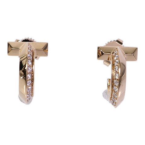 TIFFANY＆CO 18K玫瑰金T1 Earrings鑽石耳環
