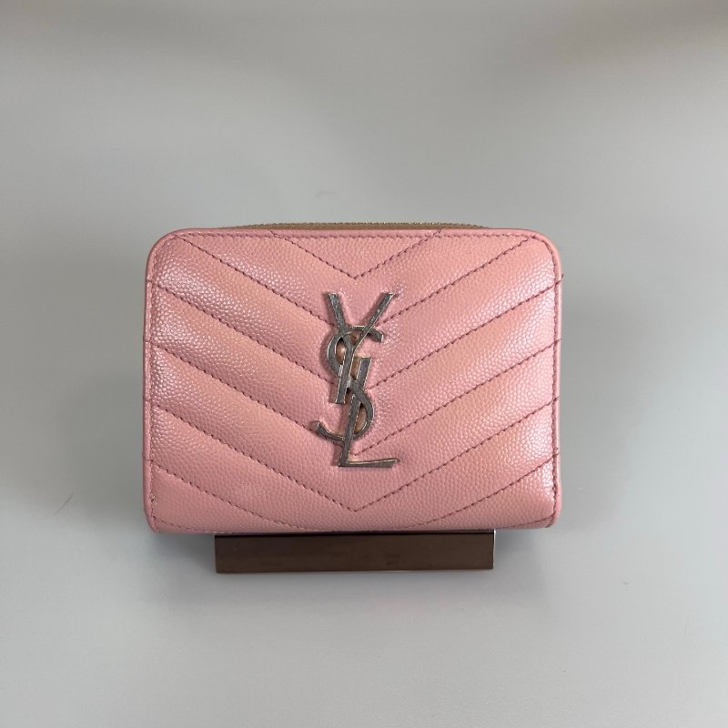YSL 403723 粉色魚子醬ㄇ拉短夾-0