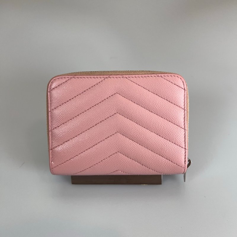 YSL 403723 粉色魚子醬ㄇ拉短夾-1
