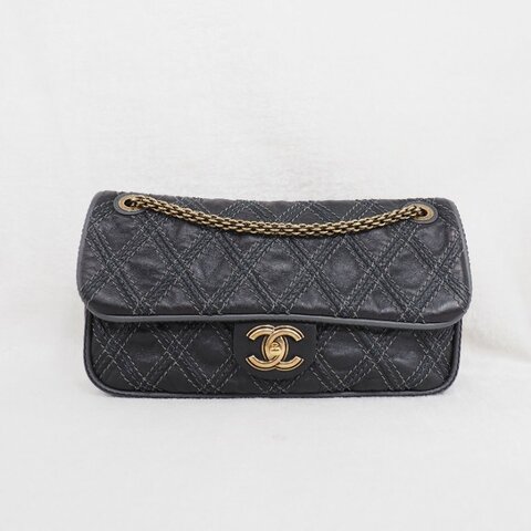 Chanel Paris-Bombay Triptych 香奈兒巴黎孟買系列 深灰色縫線口蓋翻蓋包