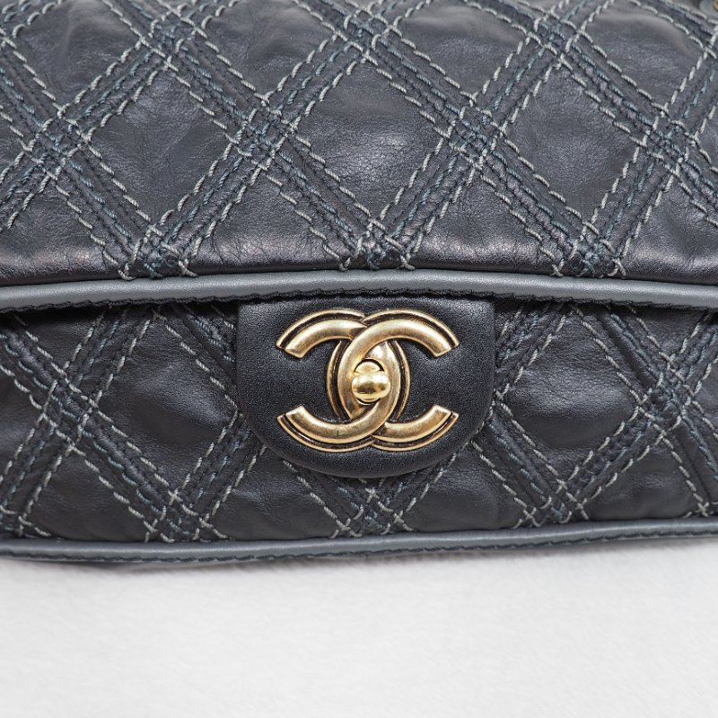 Chanel Paris-Bombay Triptych 香奈兒巴黎孟買系列 深灰色縫線口蓋翻蓋包-6