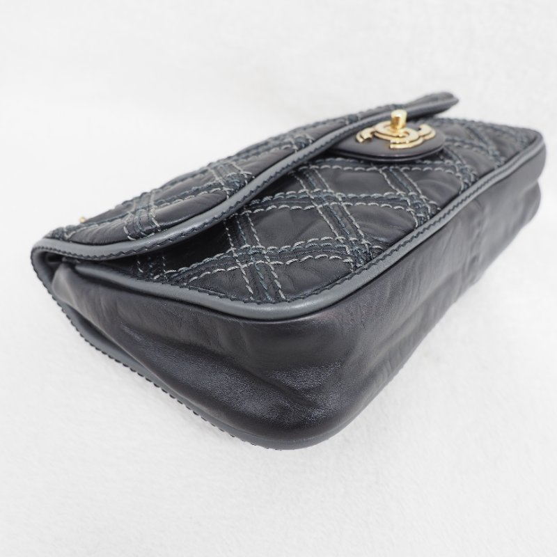 Chanel Paris-Bombay Triptych 香奈兒巴黎孟買系列 深灰色縫線口蓋翻蓋包-10