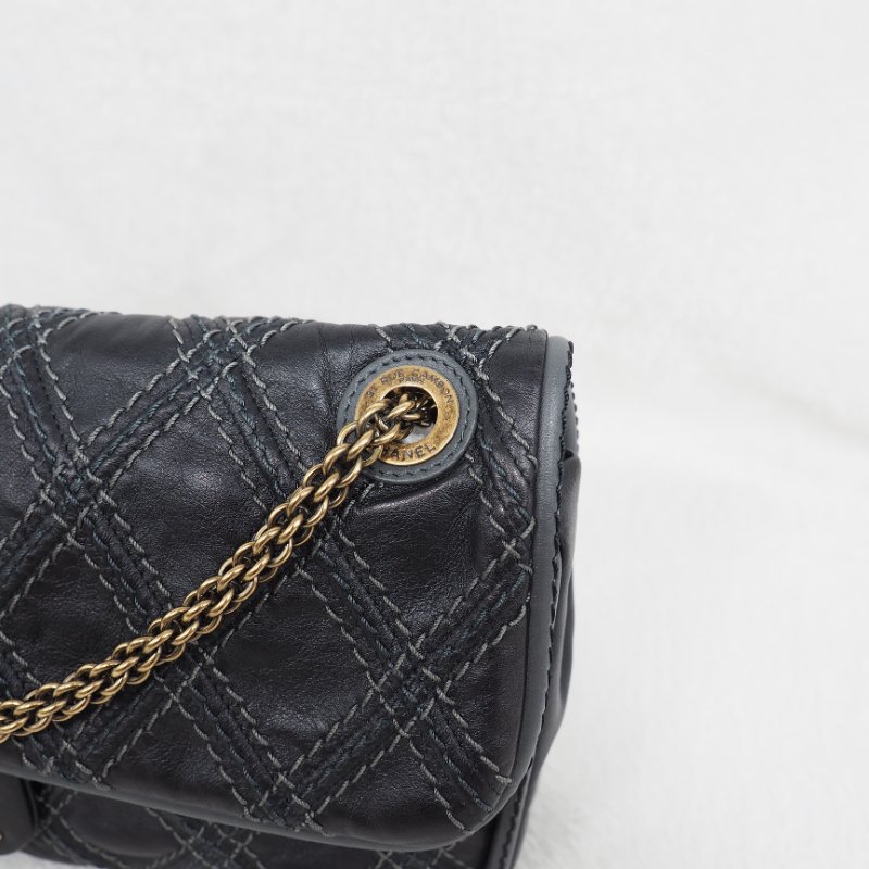 Chanel Paris-Bombay Triptych 香奈兒巴黎孟買系列 深灰色縫線口蓋翻蓋包-23
