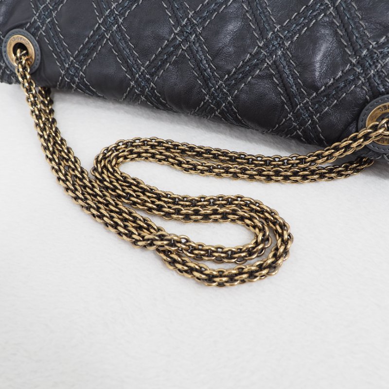 Chanel Paris-Bombay Triptych 香奈兒巴黎孟買系列 深灰色縫線口蓋翻蓋包-24