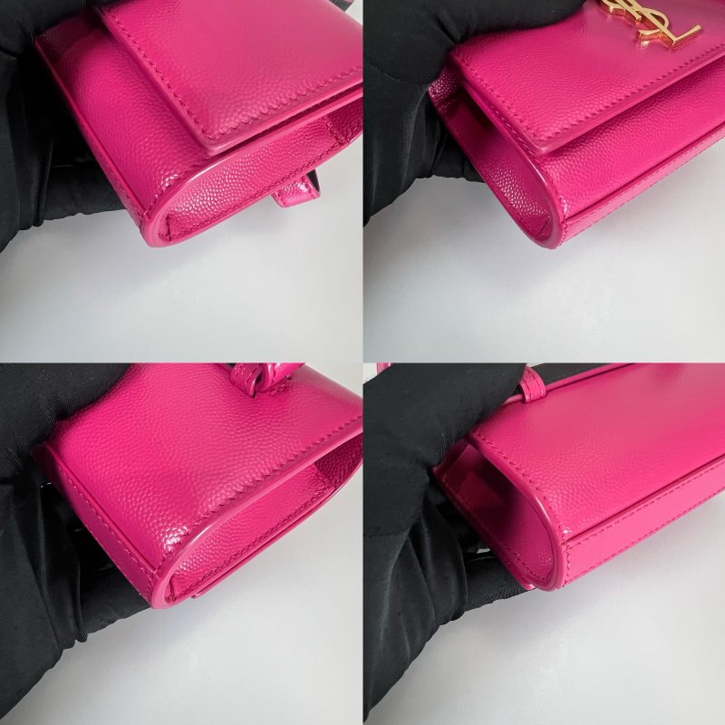 YSL 534395 桃紅色金扣腰包-8