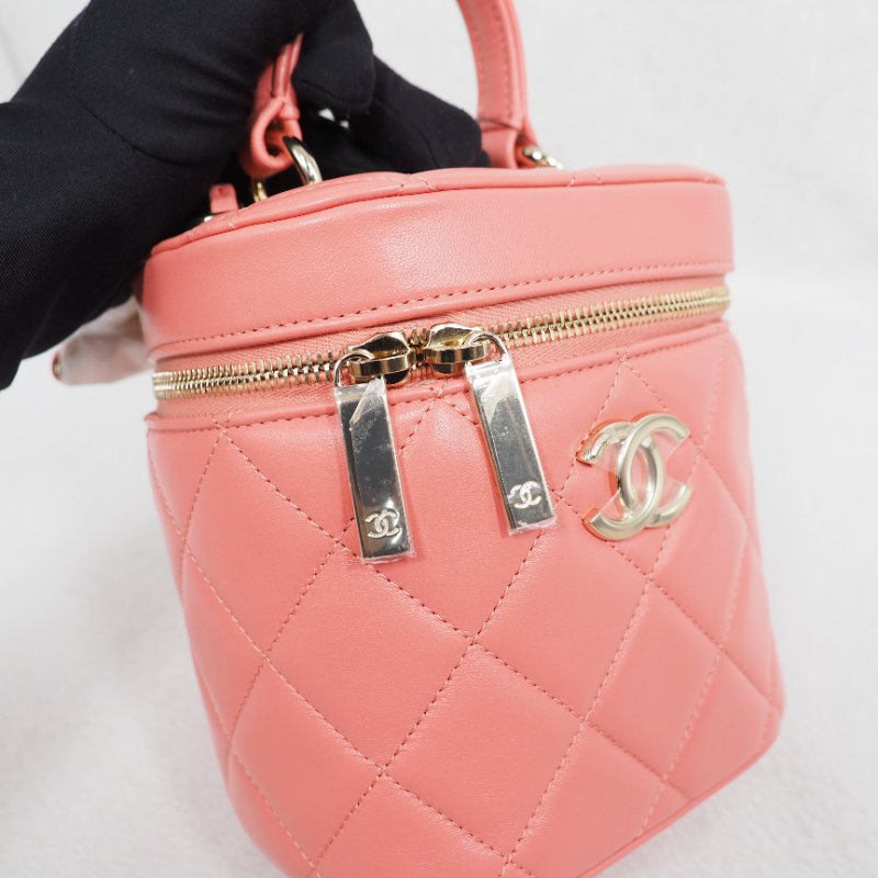 Chanel Trendy CC Vanity Case 香奈兒蜜桃粉金牌化妝盒子包-4