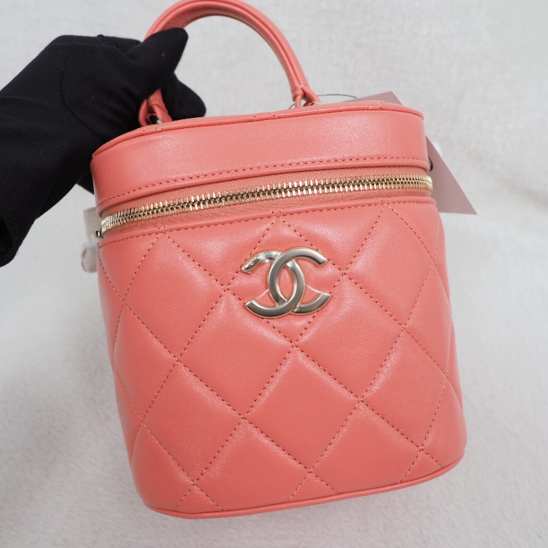 Chanel Trendy CC Vanity Case 香奈兒蜜桃粉金牌化妝盒子包-6