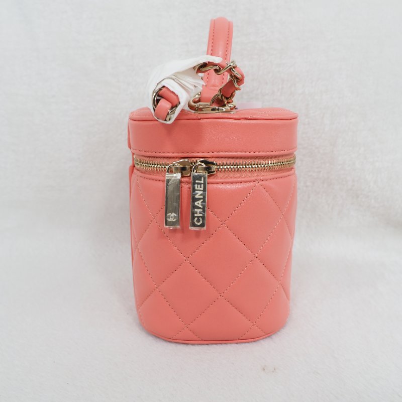 Chanel Trendy CC Vanity Case 香奈兒蜜桃粉金牌化妝盒子包-9