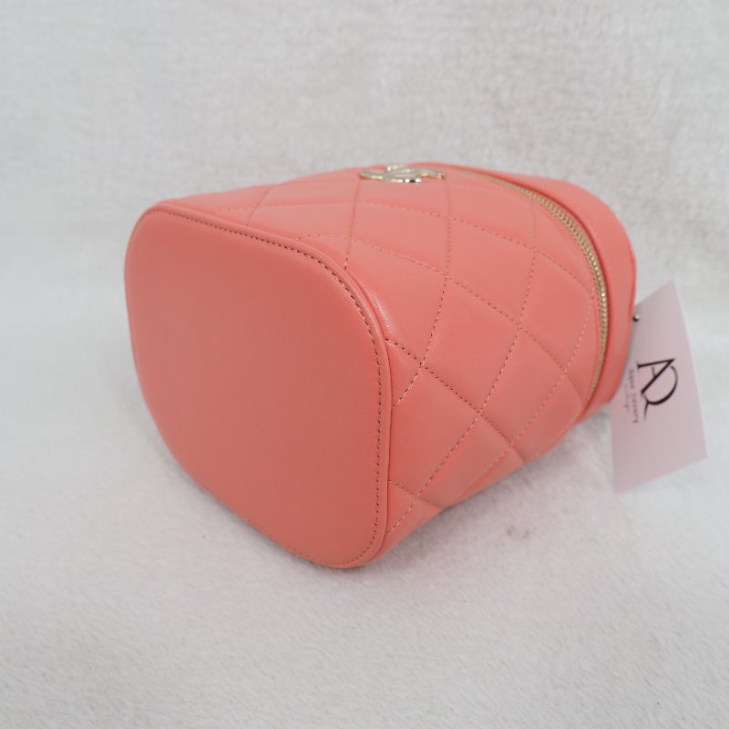 Chanel Trendy CC Vanity Case 香奈兒蜜桃粉金牌化妝盒子包-12