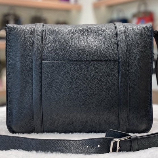 Hermes Steve 黑色內拼藍 TC皮 銀扣 框R刻 翻蓋斜挎包 尺寸:37*27*11cm-6