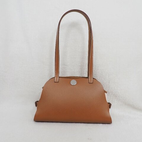 Hermes Tablier Sellier 愛馬仕 金棕色銀扣單肩包