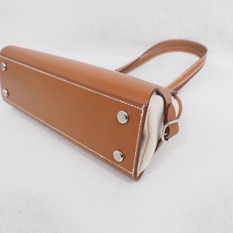 Hermes Tablier Sellier 愛馬仕 金棕色銀扣單肩包-10