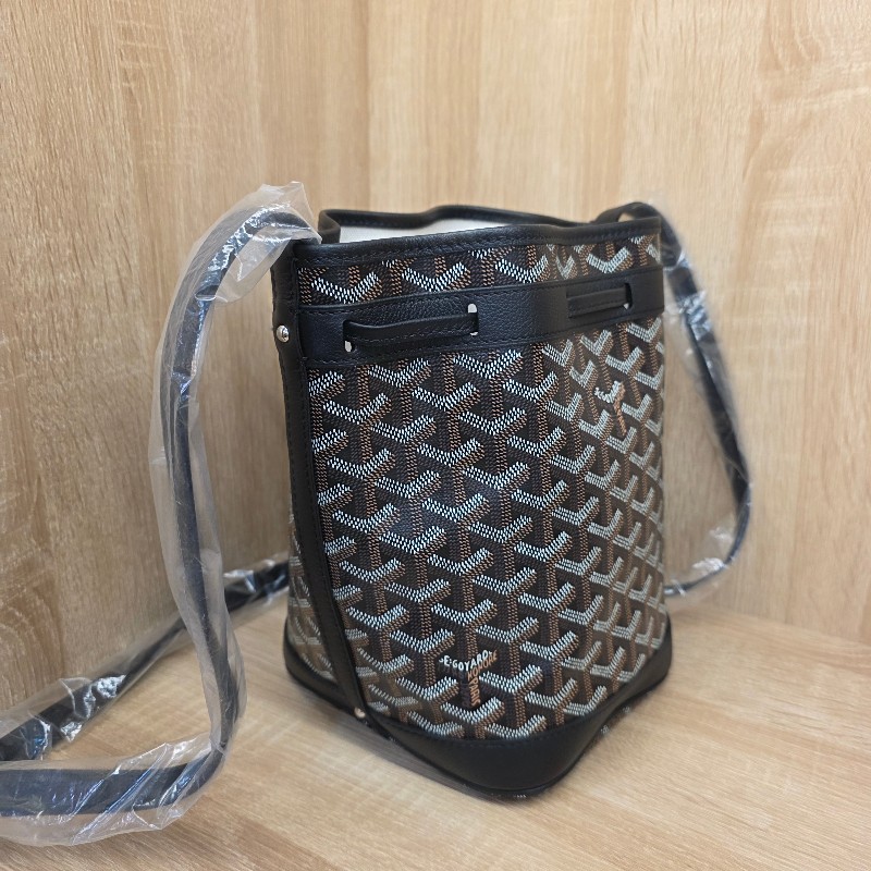 [品況新價甜免等候代購現貨出🥰] Goyard黑老花銀釦Petit Flot Bucket束口斜背水桶包-3