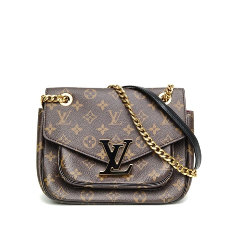LOUIS VUITTON PASSY鏈條郵差包老花PVC晶片肩背包