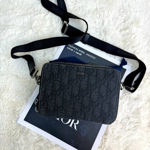 Dior Oblique 黑色 老花 塗層帆布