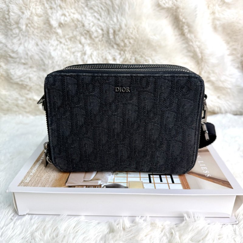 Dior Oblique 黑色 老花 塗層帆布-1