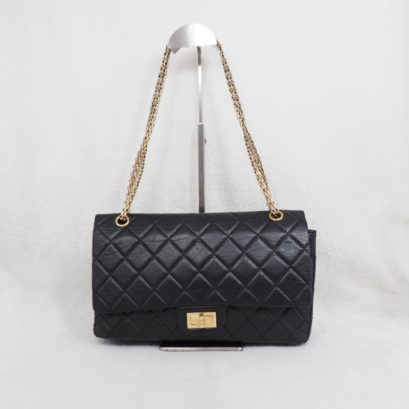 Chanel 2.55 jumbo 31cm 香奈兒黑色牛皮口蓋翻蓋包-0