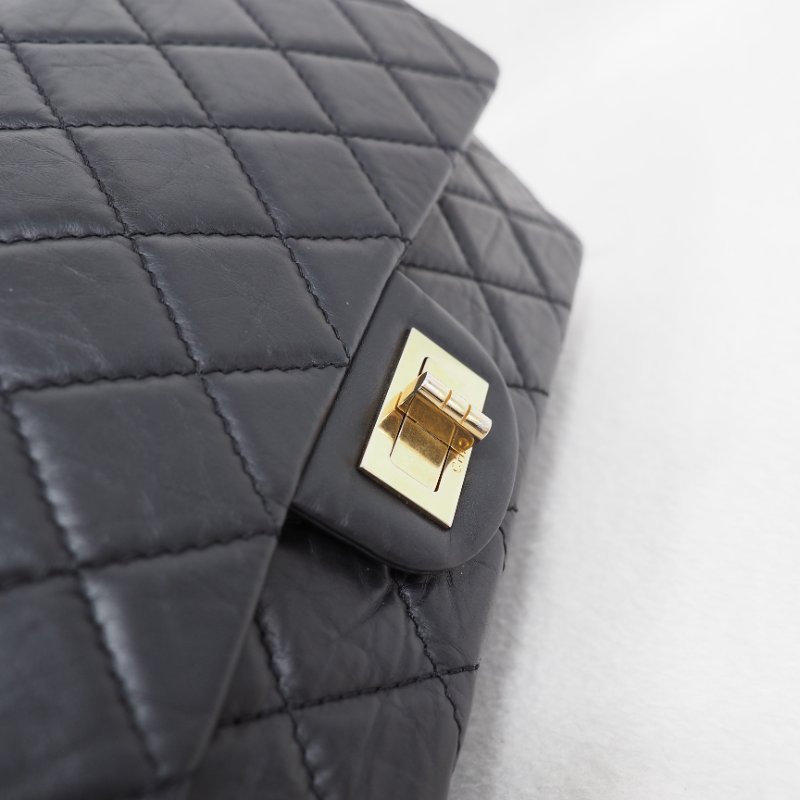 Chanel 2.55 jumbo 31cm 香奈兒黑色牛皮口蓋翻蓋包-2