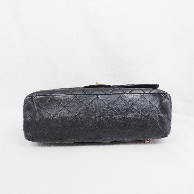 Chanel 2.55 jumbo 31cm 香奈兒黑色牛皮口蓋翻蓋包-11