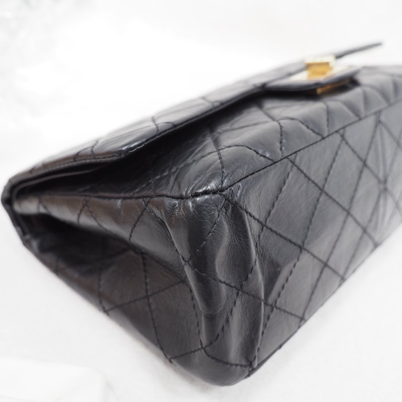 Chanel 2.55 jumbo 31cm 香奈兒黑色牛皮口蓋翻蓋包-12