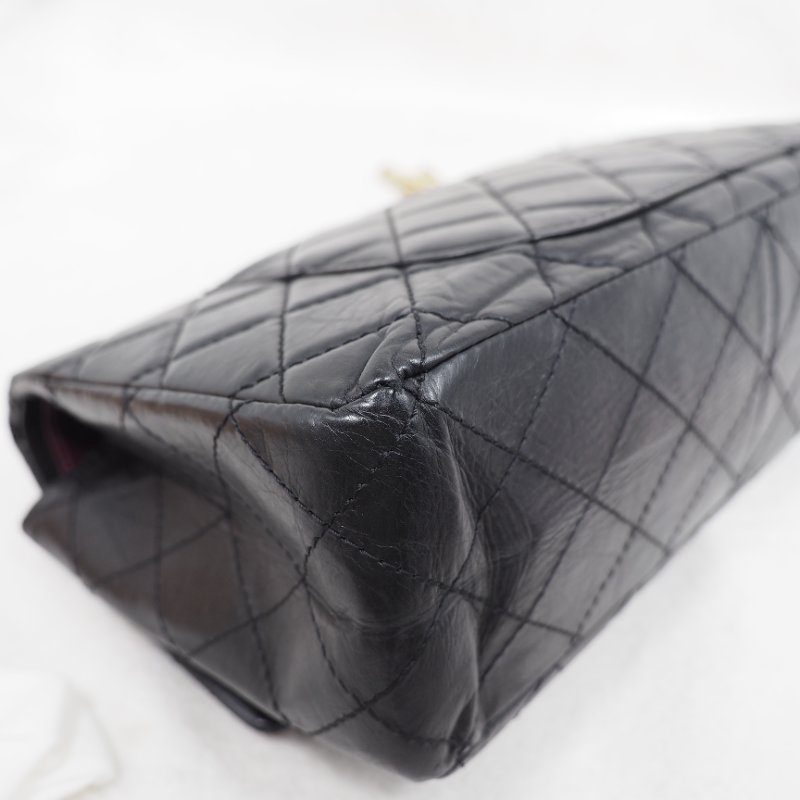 Chanel 2.55 jumbo 31cm 香奈兒黑色牛皮口蓋翻蓋包-14