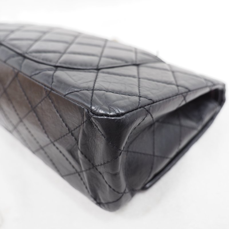 Chanel 2.55 jumbo 31cm 香奈兒黑色牛皮口蓋翻蓋包-15