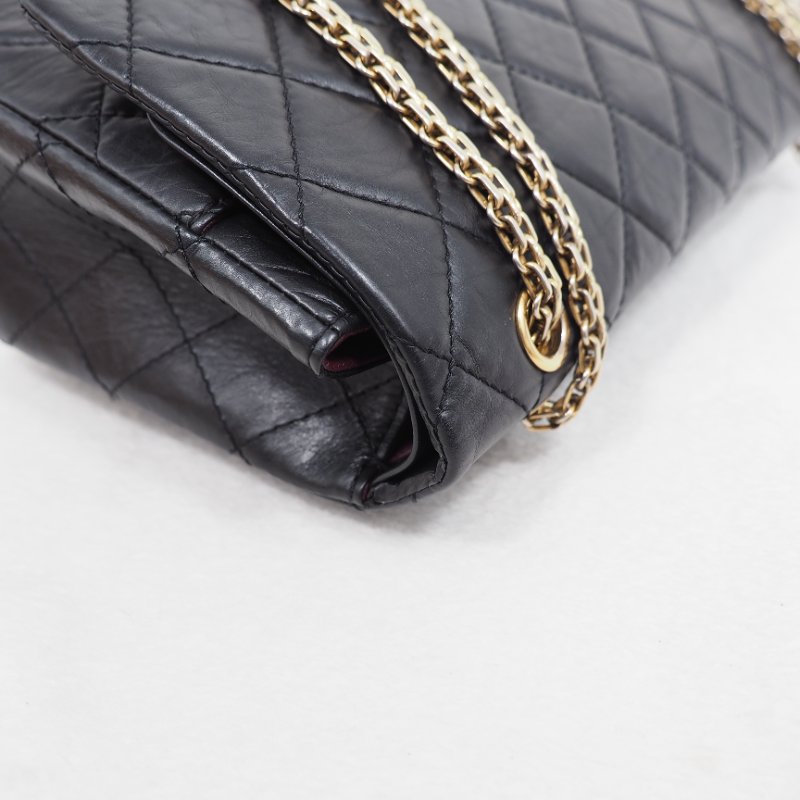 Chanel 2.55 jumbo 31cm 香奈兒黑色牛皮口蓋翻蓋包-16