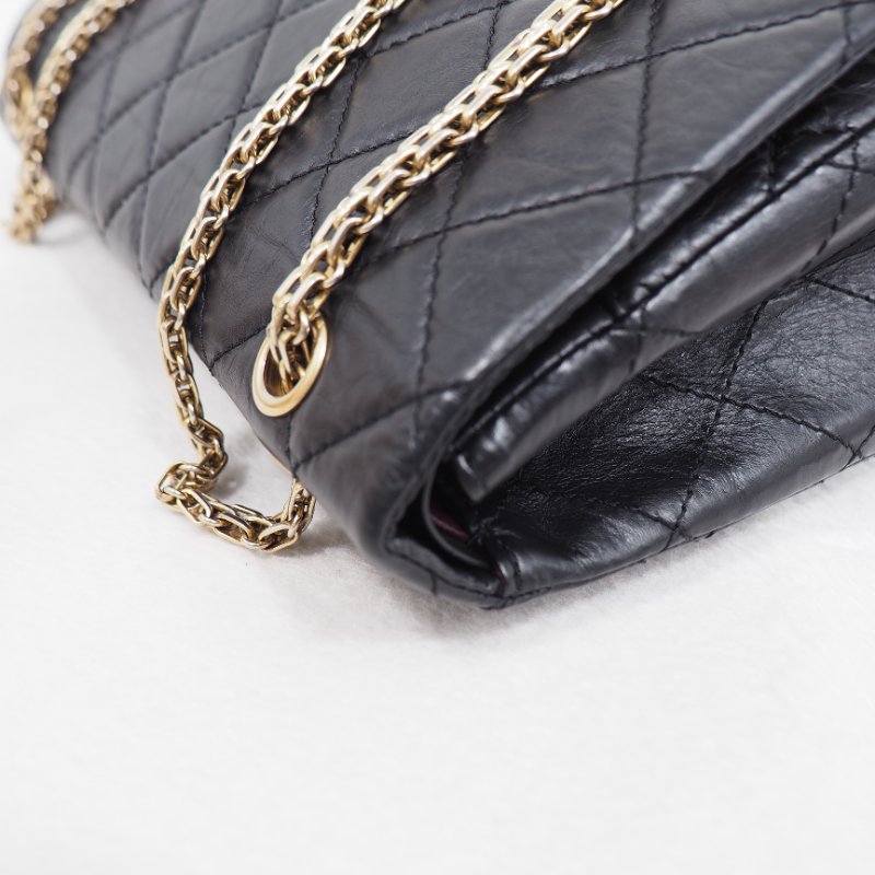 Chanel 2.55 jumbo 31cm 香奈兒黑色牛皮口蓋翻蓋包-17