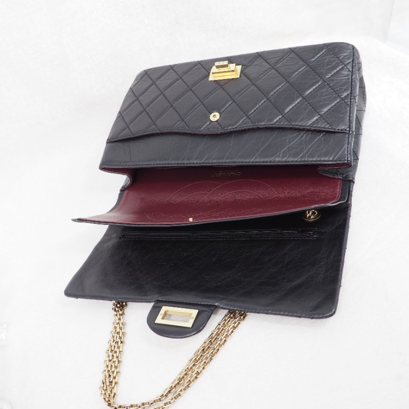 Chanel 2.55 jumbo 31cm 香奈兒黑色牛皮口蓋翻蓋包-18