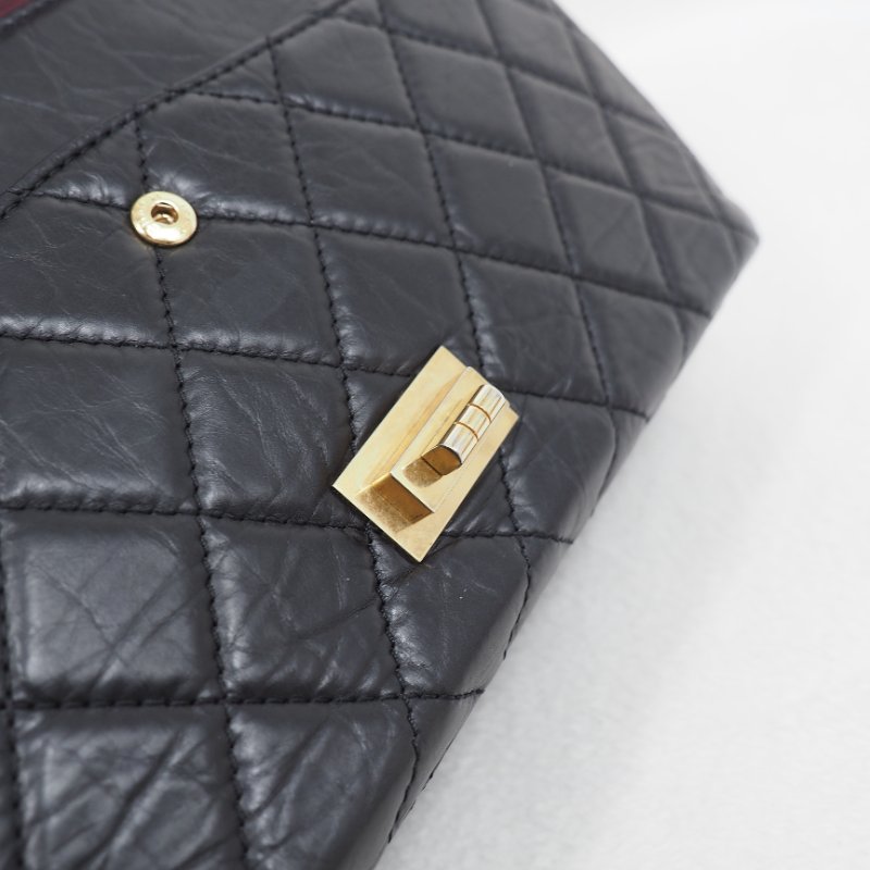 Chanel 2.55 jumbo 31cm 香奈兒黑色牛皮口蓋翻蓋包-20