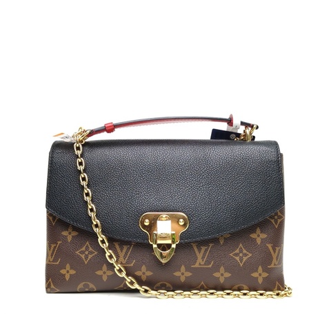 LOUIS VUITTON SAINTPLACIDE黑色PVC金扣2018老花肩背包